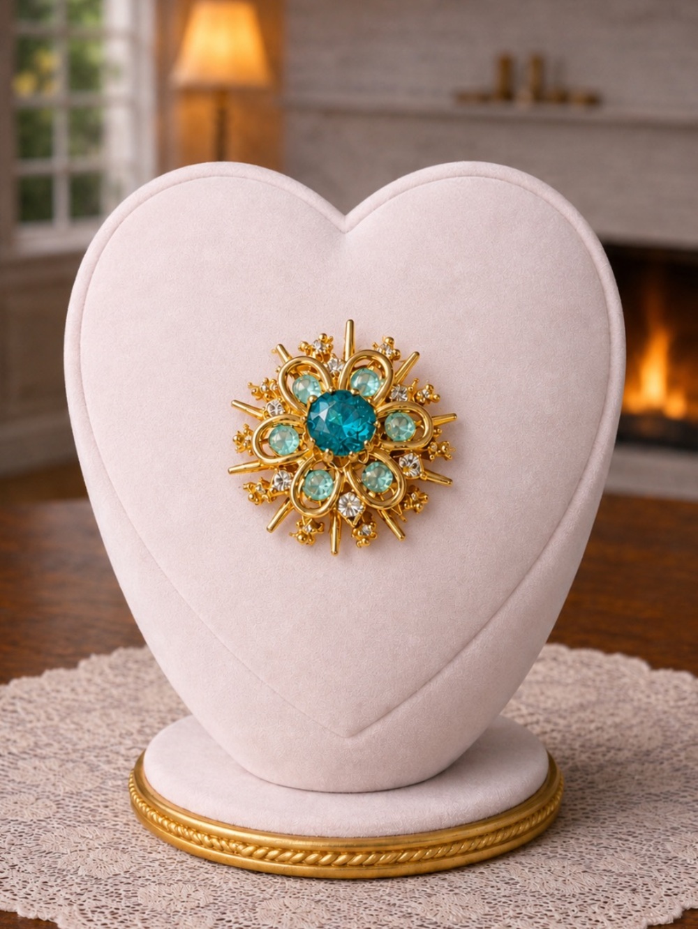 Vintage Gold Tone Uranium Glass Coro Brooch
